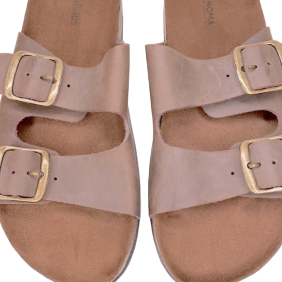 NWOT | Sonoma Brown Leather Double Strap Sandals - Picture 4 of 7